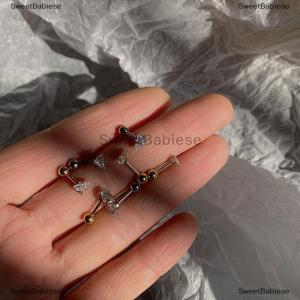 [COD] SweetBabiese 1Pair 3 4 5 6mm Triangle Helix Cartilage Tragus Stud Conch Snug Ear Lobe Earrings Titanium Steel Jewelry