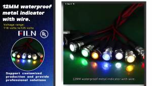 2PCS 12mm (1/2") Green LED indicator Light Waterproof Metal Signal Lamp 5V 12V 24V IP67 Pilot Dash Head for Car Industrial equipment Light (12v-black shell Green 2PCS)