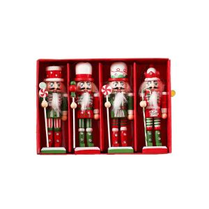 OEUVR 3/4/5Pcs Colorful Nutcracker Puppet Figurines Painted Soldier Puppet Pendant Fashion Creative Nutcracker Doll New Year Gift