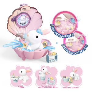 Rabbit Bathroom Dollhouse Poor Handwriting Dollhouse Playset Toys for 4 5 6 7 8 Year Old Girls Kids Pet Care Toys