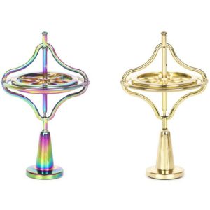 CAEXE สองรุ่น ของเล่นปริศนาไจโรโลหะขนาดเล็ก รูปร่างคลื่นรูปร่าง โลหะสำหรับตกแต่ง ไจโรโลหะสีสันสดใส ปิดเสียง การทำงานด้วยมือเดียว เครื่องวัดการหมุนวนด้วยนิ้วแบบปรับสมดุลตนเอง ของขวัญสำหรับเด็ก