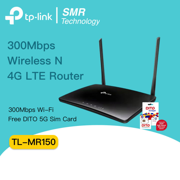 TP-Link TL-MR150 300Mbps Wireless N 4G LTE Wi-Fi Router with FREE DITO 5G  SIM CARD, Openline Broadband Modem Wifi, TPLink, TP Link LTE Router