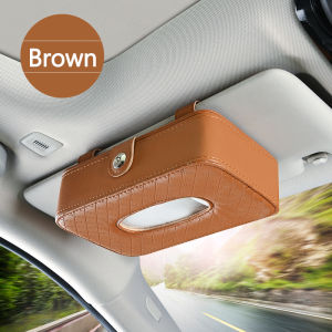 【Ready Stock】Car Tissue Storage Sun Visor Artificial Leather Napkin Paper Tissue Box Holder Black High capacity(free tissue)