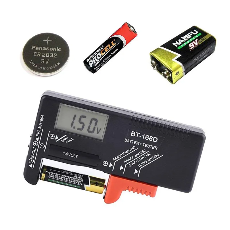 Universal Battery Tester Checker – Compact Analog Meter For AA, AAA, C, D, 9V & 1.5V Batteries, No Battery Required