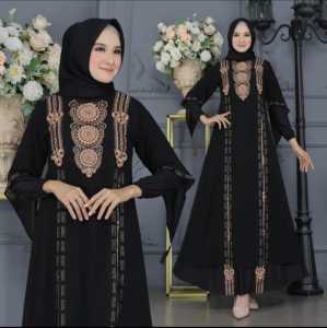 Gamis Abaya Arab Bordir Jersey Mix Ceruty Terbaru Size M L XL XXL
