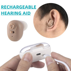 Upgraded Rechargeable Mini Hearing Aid with Charging Case Intelligent Invisible Hearing Amplifier for Children Adult Elderly