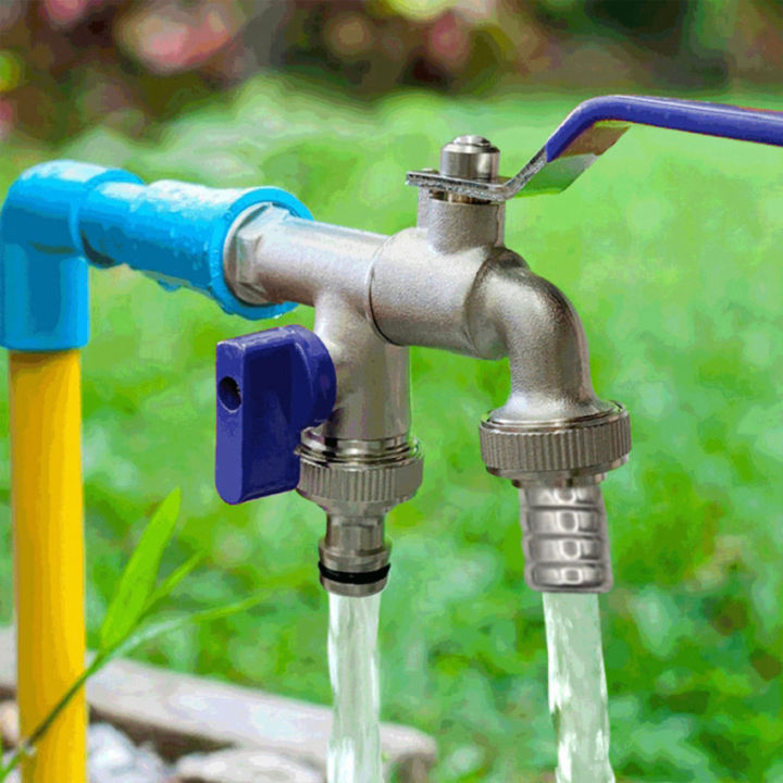 1/2'' 3/4'' Garden Hose Double Head Water Faucet Splitter Connector