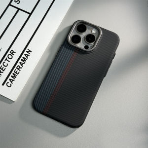 Sanptoch For Magsafe Classic Stripes Phone Case For iPhone 16 / 15 / 14 / 13 Pro Max Matte Carbon Fiber Texture Shockproof Hard Cover For iPhone 16 Pro Max Anti-fingerprint Slim Protection Casing