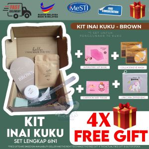 [AWCAKK] 6IN1 KIT INAI KUKU SERBUK 6g Inai Brown / Merah Maroon Set Lengkap 100% Asli Sah Solat Nail Henna Nikah Tunang Bollywood Night