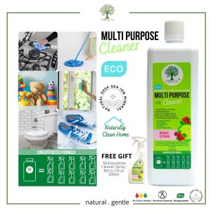 ThreeLab MultiPurpose Cleaner Kitchen Bathroom Stain & Odor Removal Anti Bacterial Very Effective [Concentrated Formula 1000ml] w Free Gift