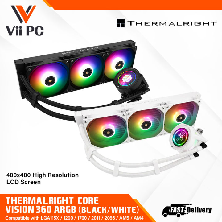 THERMALRIGHT Core Vision 360 ARGB AIO Liquid Cooler Black or White ...