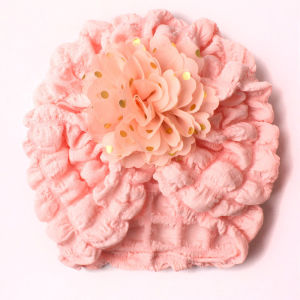 Cute Big Flower Baby Turban Hat Solid Color Breathable Infant Girl Cap Beanie Soft Kids Headwraps