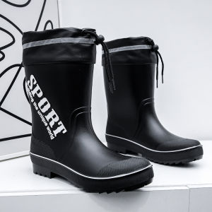 SUPERLI 2023 Men Rain Boots Slip On Waterproof Rubber Rain ShoesWork Mud Boots Durable Non-Slip Garden Boots for Farming Gardening Fishing