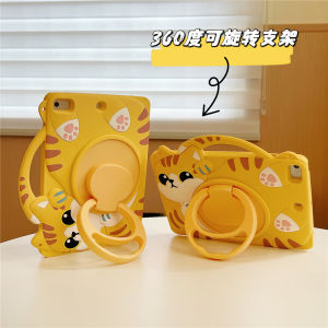 Apple iPad Pro Air 11 M2 M4 9th 8th 6th 5th Air Pro 3rd 4th 10.9 "10.2" 9.7 "10.5" 11.0 "Mini 7.9" 8.3 "แท็บเล็ตเด็กน่ารักแมวซิลิโคนจับเคสแลปท็อปปากกาช่องเสียบ