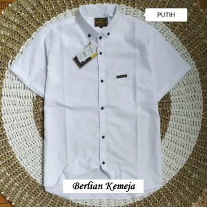 Hem Kemeja Polos Pria Lengan Pendek Sopan Formal Dewasa Putih Baju Kerja Casual SlimFit Kekinian
