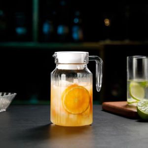 EDHO5 with Lid Stripe Pitcher Transparent Anti-fall Water Jug Drinkware 600/800/1100/2000ml Cold Water Kettles Fridge