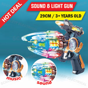 Shooting Toy Gun with LED Light & Sound Effects Vibrating Rifle / Pistol Mainan Berputar Berlampu