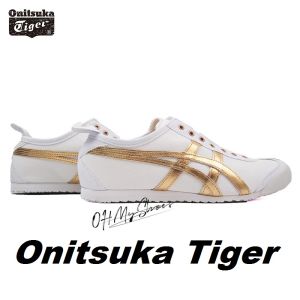 Original Tiger Shoes Classic White/gold Mens and Womens Canvas Slip-on Non-slip Comfortable Breathable Casual Sneakers 1183A962