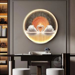 [ WITH FRAME] Minimalist Nordic Wall Frame Home Decoration Golden Edge Style Canvas Poster Canvas Painting Picture Set With Frame