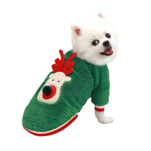 【MQQ】XS-2XL Deer Design Christmas Pet Clothes Dog Costume Cat Holiday Coat
