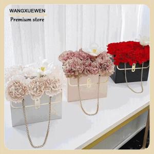 [COD] กล่องใส่ดอกกุหลาบแบบพกพากล่องกระดาษห่อของขวัญของขวัญงานปาร์ตี้