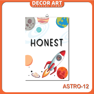Decor Art - 15x20Cm Cm Hiasan Pajangan Dinding Kayu Tema Kartun Astronot Motif ASTRO 7