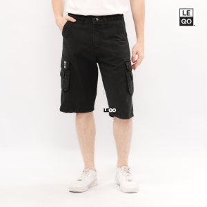 Celana Cargo Pria JUMBO 100% Katun Zipper magnetic kantong Double Kualitas premium - SOLID BLACK