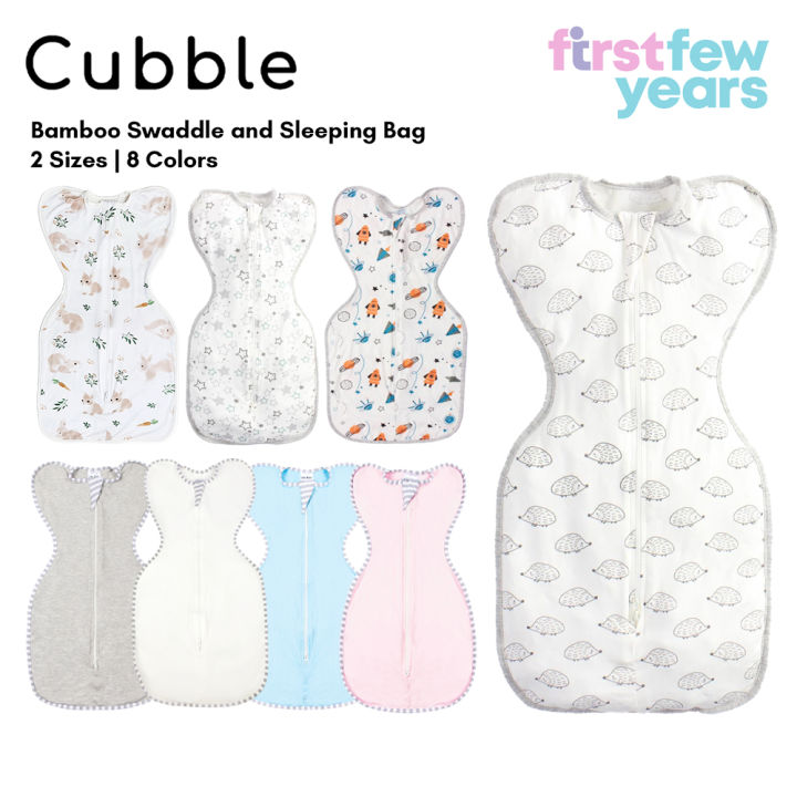 Cubble Baby Bamboo Swaddle and Sleeping Bag Arms Up Position Baby