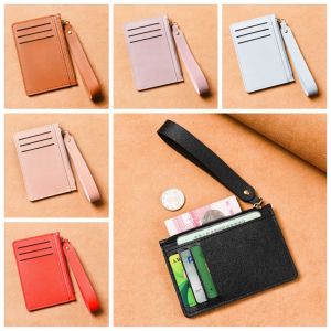 COPOTIYA Korean Style Thin Card Bag Solid Color with Waist Lanyard Zipper Coin Purse Fashion Design PU Mini Wallet Women