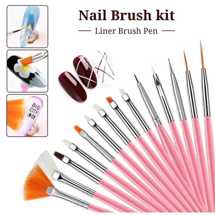 Amazon.com : Nail Art Brushes, 7Pcs Nail Design Brushes for Salon at Home DIY  Manicure with Nail Liner Brush and Double-ended Fine Nail Art Pen  (7/9/11/15/20mm) : Beauty & Personal Care