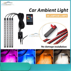 [ACEKOGO]48 LED Automotive Car Interior Decorative Lights LED Light Atmosphere Lamp Remote Voice Control