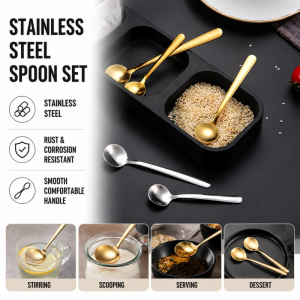 Stainless Steel Seasoning Spoon Stainless Steel Coffee Spoon Silver Gold Small Spoon Kitchen Gift