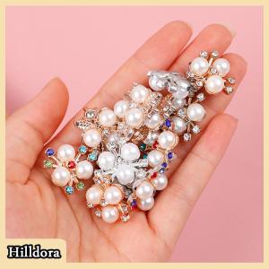 [Hilldora] 10PCS Flower Rhinestone Buttons Sparkling Hairpins DIY Crafts