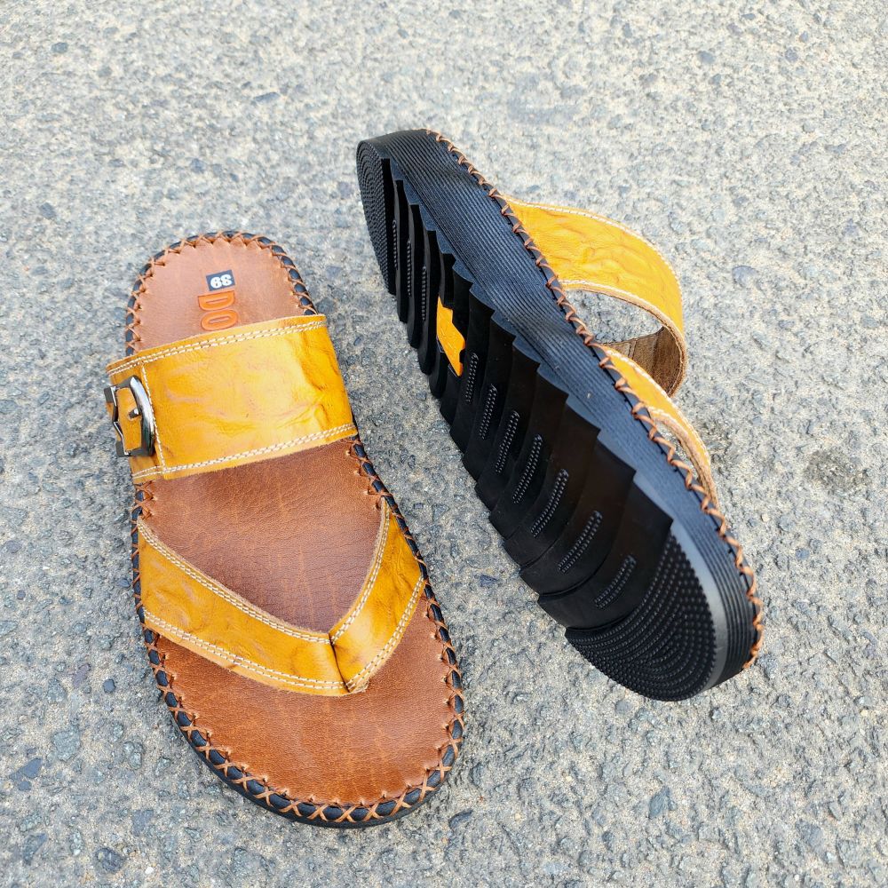 High-end 100% DONAVY Genuine Cow Mens Finger Straps, 3-Wire Style Sewing Pad Rain Cover, Solid Rubber Pad, Soft Leather Strap d.3c. 