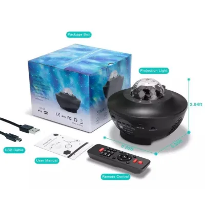 HOMEKING | Galaxy LED Projector Music Starry Water Wave Star Moon Night lamp LED Multi Color Projector Light Bluetooth Speaker Lampu Galaksi