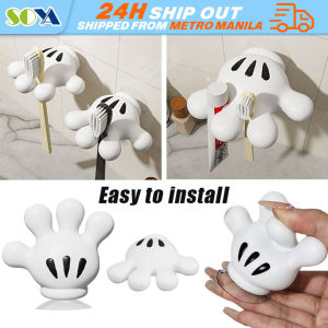 Cartoon Palm Toothbrush Holders Wall Mounted Hanging Multifunctional Hook Keys Cables Cords Kitchen Bathroom Lovely Decoration Wall-mounted Toothbrush Holder Self-adhesive Bathroom Toothbrush Storage Rack