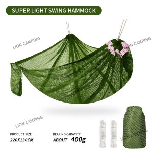 Outdoor camping garden ice silk hammock anti-rollover hammock with bag Hammock Outdoor Foldable