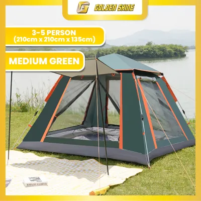 Camping Tent Automatic Tent Outdoor 3-4 People Thickened Rainproof Camping Supplies Outdoor Mountaineering Camping French windows 1