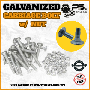 10pcs ( 1/4 x 1 ) GALVANIZED CARRIAGE BOLT W/ NUT | GALVANIZED BUMPER BOLT | with free nut