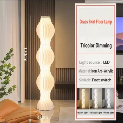 Modern Nordic style floor lamp LED bedside lamp vertical simple corner standing lamp reading lamp bedroom living room bedside table lamp (with bulb)