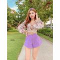 MM12666 กางเกงขาสั้นทรงบาร์บี้สีพื้น. 