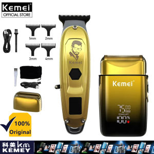 Kemei Máy cạo KM-TX10 cho tông đơ cắt tóc cho nam tóc Clipper cắt dao cạo lưỡi lá kép Màn hình LED Bộ Máy cạo râu