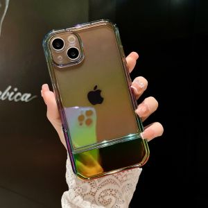 FLOVEME for IPhone 14 Pro Max/14 Pro/14 Plus/14/iPhone 13 Pro Max/13 Pro/13/iPhone 12 Pro Max/12 Pro/12/iPhone 11 Pro Max Transparent Dazzle Invisible Holder Folding Support Phone Case