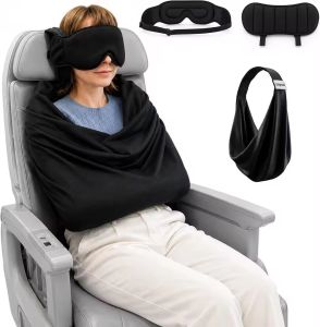 JBMBHC Anti Head Bobbing Travel Pillow 3-in-1 Sleep System With Eye Mask And Arm Sling Portable Neck Support For Plane Train Bus