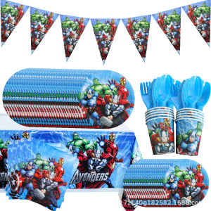 ของตกแต่งงานเลี้ยงวันเกิดเวนเจอร์ส ฮีโร่ อุปกรณ์ปาร์ตี้ จานกระดาษ ถ้วยกระดาษทิชชู่ ผ้าปูโต๊ะ กล่องขนม