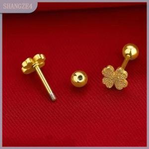 【SHANGZE4】 2pcs thời trang thép không gỉ Frosted bốn lá cỏ ba lá Stud Bông tai cho phụ nữ không gây dị ứng vít sụn Helix Bông tai Quà Tặng