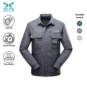 Elfs Active Mens Trekking Convertible Zip Off Hiking Shirt Ultralight Waterproof