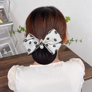 NEEUJ เครื่องประดับศีรษะแฟชั่น หวานหวานแหววว Barrettes ใหม่ คลิปหางม้า ผ้าโพกศีรษะสำหรับเต้นของผู้หญิง สำหรับพยาบาล โบว์สำหรับผูก ตาข่ายแบบตาข่าย ตาข่ายคลุมผม สายผูกผมสไตล์เกาหลี ที่คลุมผมโบว์ผูกผม คลิปฤดูใบไม้ผลิผู้หญิง
