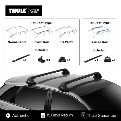 Thule WingBar Edge Evo Roof Rack complete set (For Car with Normal Roof Fixed Point & Flush Rail)