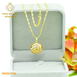 Vòng Cổ Nữ Dây Chuyền Nữ Mặt Đính Đá (Màu Trắng) Titan Xi Mạ Vàng Thật 10k 18k 24k Cao Cấp (Không Bị Đen) - Trang Sức Hava Hong Kong Phong Cách Thời Trang